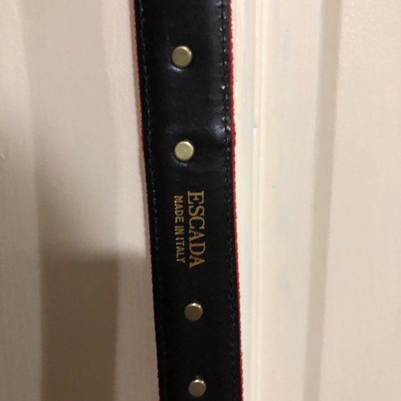 Escada Scottie Dog Belt Red Suede Buckle Italy - Picture 6 of 8
